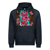 Navy western pattern pink with floral cancer ribbon Urban Hoodie - AdoDesignShop