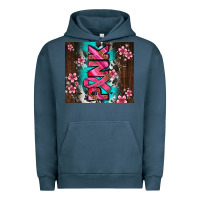 Pigment Midnight Navy western pattern pink with floral cancer ribbon Urban Hoodie - AdoDesignShop