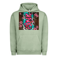 Pigment Oil Green western pattern pink with floral cancer ribbon Urban Hoodie - AdoDesignShop