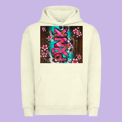 Western Pattern Pink With Floral Cancer Ribbon Urban Hoodie Designed By Adodesignshop