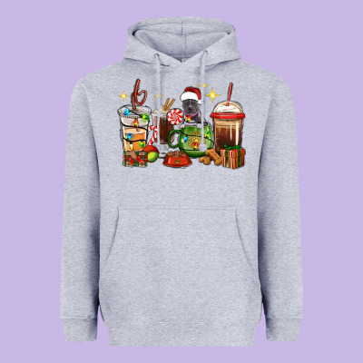 Heavyweight Hoodie Christmas coffee cups with Pitbull