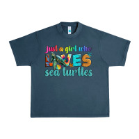 Midnight Navy just a girl who loves sea turtle Urban Heavy Tee - Artiststas