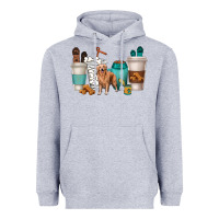 Heather Grey golden retriever dog coffee cups Heavyweight Hoodie - texasbilliewilder
