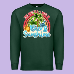 Beer And Sunshine Premium Sweatshirt Designed By Texasbilliewilder
