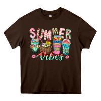 Chocolate Brown Summer Vibes Heavy Core Tee - CowhideDigitalArt