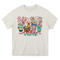 Cream Summer Vibes Heavy Core Tee - CowhideDigitalArt