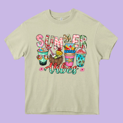Summer Vibes Heavy Core Tee Designed By Cowhidedigitalart