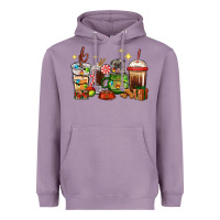 Lavender Christmas coffee cups with Pug Heavyweight Hoodie - RanaPortraitStore