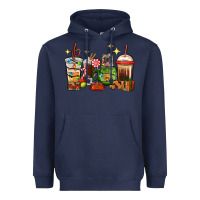 Navy Christmas coffee cups with Pug Heavyweight Hoodie - RanaPortraitStore