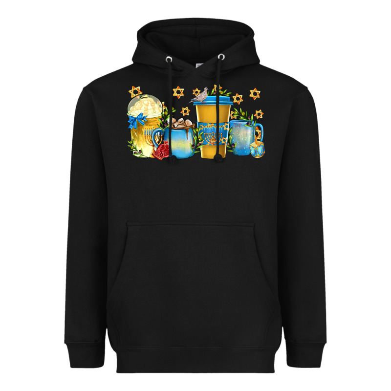 Hanukkah Coffee Cups Heavyweight Hoodie by texasbilliewilder | Teevron