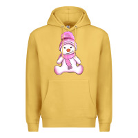 Antique Gold winter pink snowman and hat Premium Hoodie - AdoDesignShop