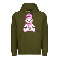 Army Green winter pink snowman and hat Premium Hoodie - AdoDesignShop