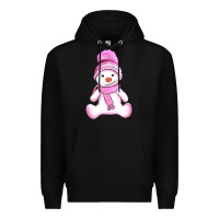 Black winter pink snowman and hat Premium Hoodie - AdoDesignShop