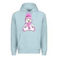 Blue Mist winter pink snowman and hat Premium Hoodie - AdoDesignShop