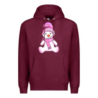Burgundy winter pink snowman and hat Premium Hoodie - AdoDesignShop