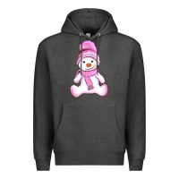 Charcoal Heather winter pink snowman and hat Premium Hoodie - AdoDesignShop