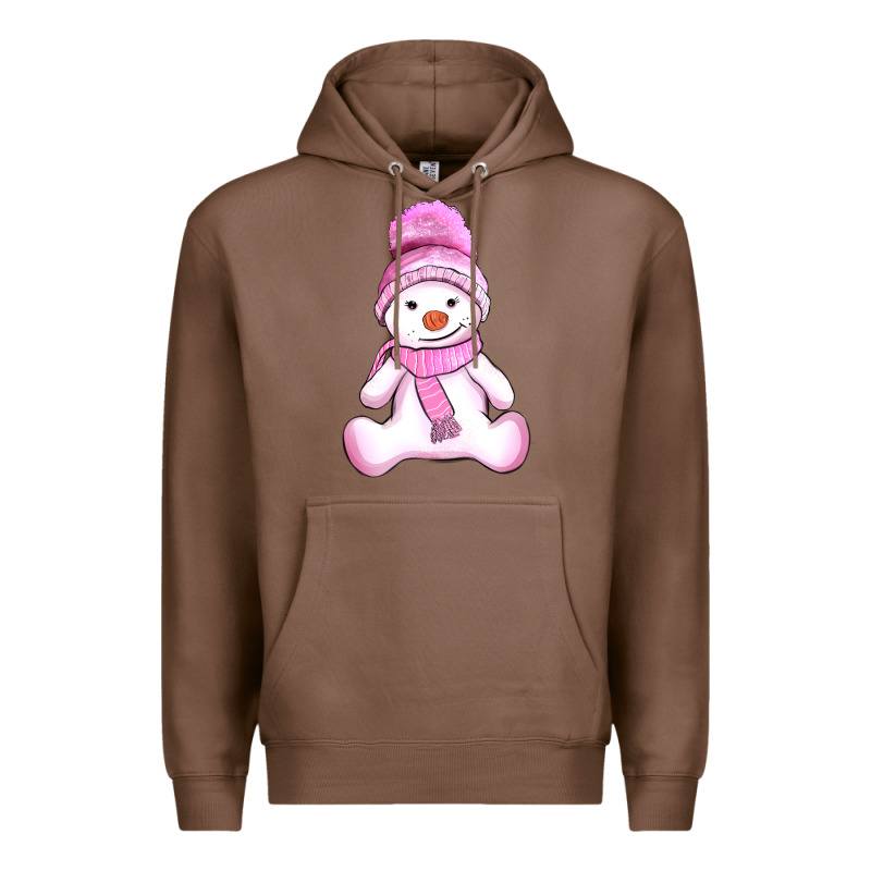 Winter Pink Snowman And Hat Premium Hoodie by AdoDesignShop | Teevron