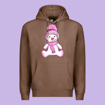Winter Pink Snowman And Hat Premium Hoodie Designed By Adodesignshop