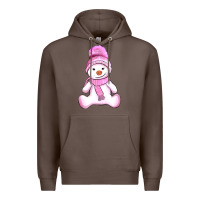 Coffee winter pink snowman and hat Premium Hoodie - AdoDesignShop