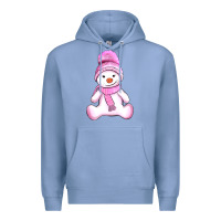 Colony Blue winter pink snowman and hat Premium Hoodie - AdoDesignShop