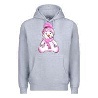 Heather Grey winter pink snowman and hat Premium Hoodie - AdoDesignShop