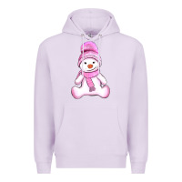 Lilac winter pink snowman and hat Premium Hoodie - AdoDesignShop