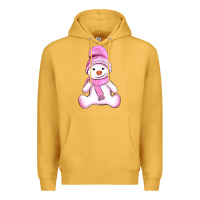 Mustard winter pink snowman and hat Premium Hoodie - AdoDesignShop