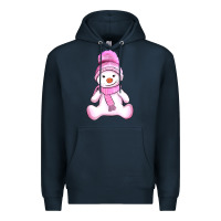 Navy winter pink snowman and hat Premium Hoodie - AdoDesignShop