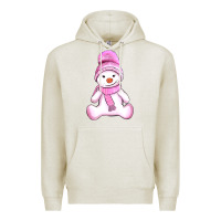 Oatmeal Heather winter pink snowman and hat Premium Hoodie - AdoDesignShop