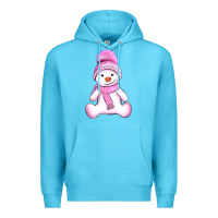 Ocean Blue winter pink snowman and hat Premium Hoodie - AdoDesignShop