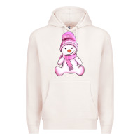 Pale Pink winter pink snowman and hat Premium Hoodie - AdoDesignShop