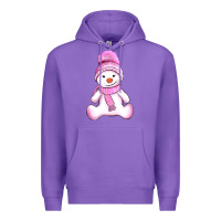 Purple winter pink snowman and hat Premium Hoodie - AdoDesignShop
