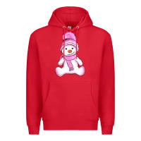 Red winter pink snowman and hat Premium Hoodie - AdoDesignShop
