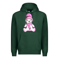 Sports Green winter pink snowman and hat Premium Hoodie - AdoDesignShop