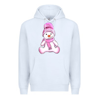 White winter pink snowman and hat Premium Hoodie - AdoDesignShop