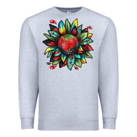 Heather Grey berry sunflower Premium Sweatshirt - texasbilliewilder