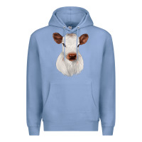 Colony Blue White Cute Calf Premium Hoodie - JahusDesignShop