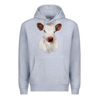 Heather Grey White Cute Calf Premium Hoodie - JahusDesignShop