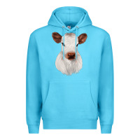 Ocean Blue White Cute Calf Premium Hoodie - JahusDesignShop