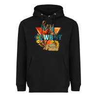 Black hey cowboy with sunflowers Heavyweight Hoodie - texasbilliewilder
