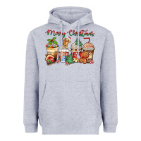 Heather Grey merry christmas gingerbread coffee cups Heavyweight Hoodie - Zillion Design Studio