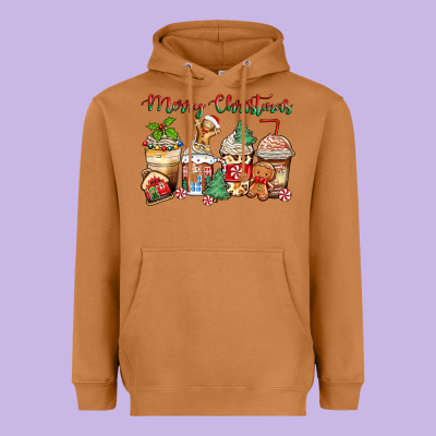 Heavyweight Hoodie merry christmas gingerbread coffee cups