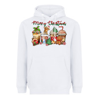 White merry christmas gingerbread coffee cups Heavyweight Hoodie - Zillion Design Studio