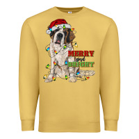 Antique Gold merry and bright saint bernard Premium Sweatshirt - RanaPortraitStore