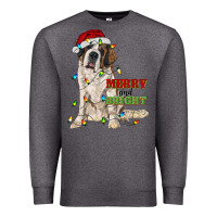 Charcoal Heather merry and bright saint bernard Premium Sweatshirt - RanaPortraitStore