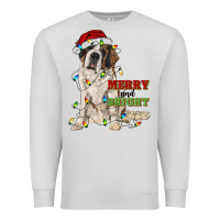 Dove Grey merry and bright saint bernard Premium Sweatshirt - RanaPortraitStore