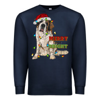Navy merry and bright saint bernard Premium Sweatshirt - RanaPortraitStore