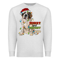 Oatmeal Heather merry and bright saint bernard Premium Sweatshirt - RanaPortraitStore