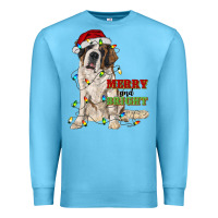 Ocean Blue merry and bright saint bernard Premium Sweatshirt - RanaPortraitStore