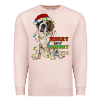 Pale Pink merry and bright saint bernard Premium Sweatshirt - RanaPortraitStore